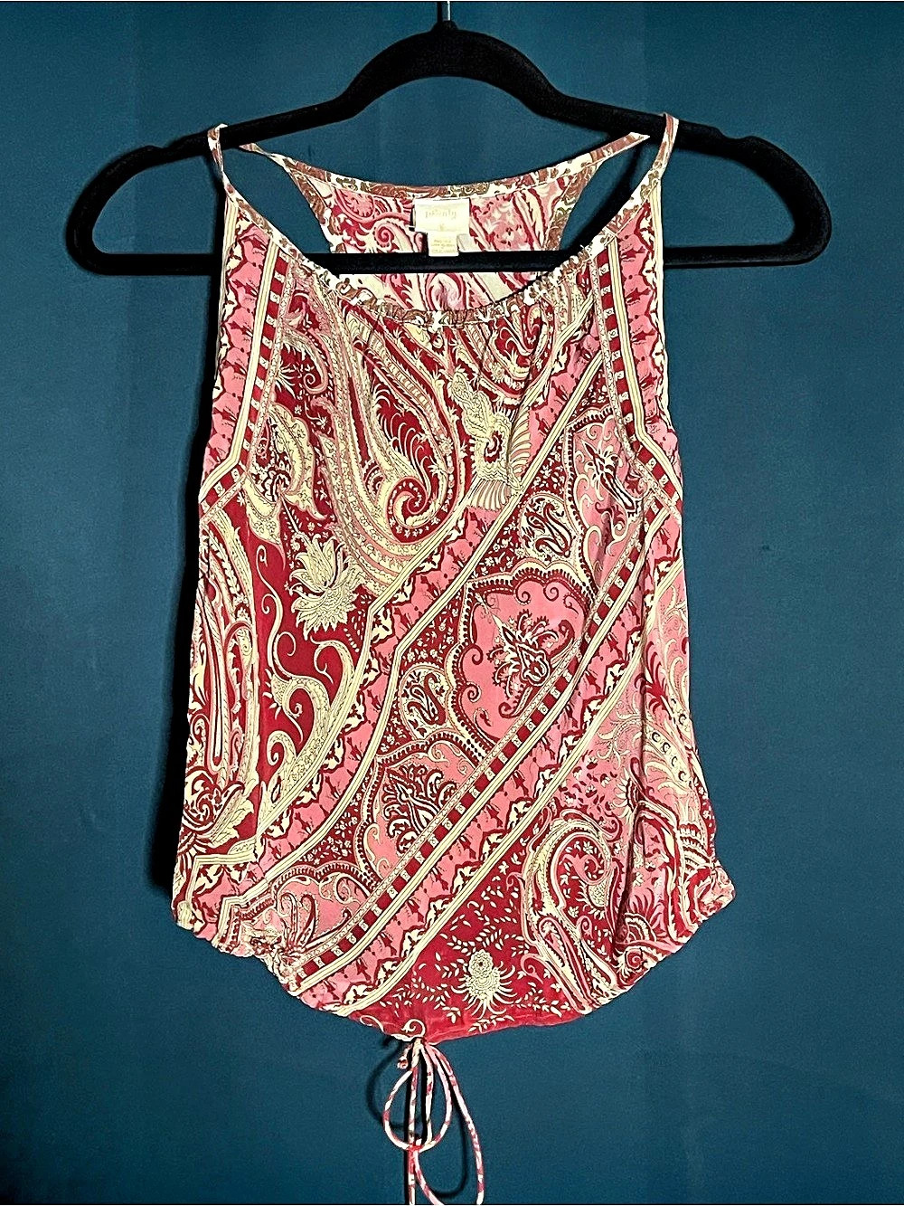 Plenty Paisley Tank Top in Red & Pink Size Small Like New